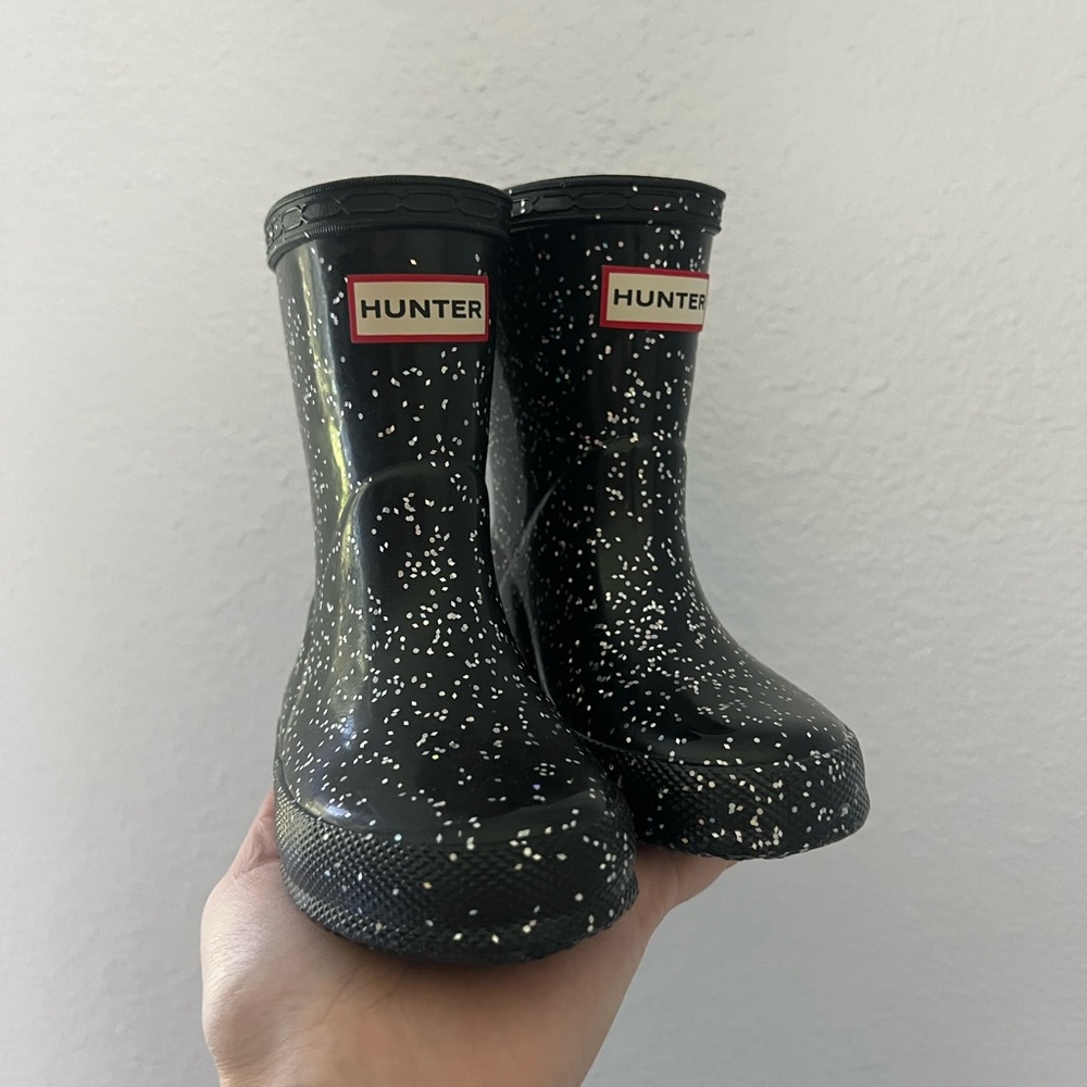Hunter Kids Black Sparkle Rain Boots